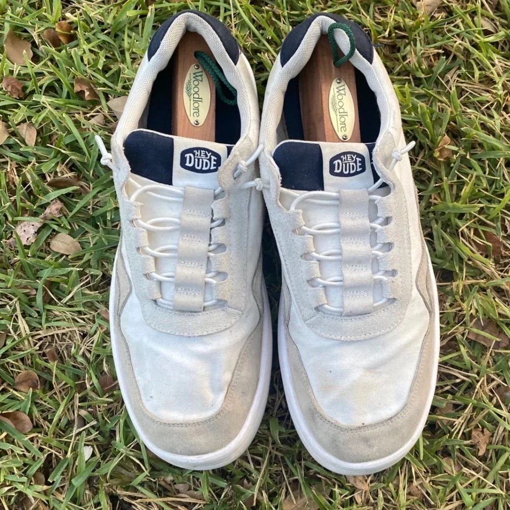 Hey Dude Hudson M Canvas Mens Sneakers White Grey Size 11 41240-10M